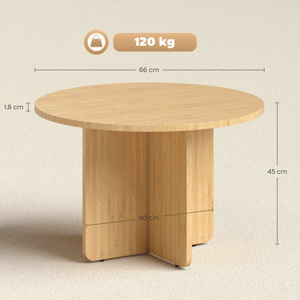 Kulatý bambusový konferenční stolek, přírodní, nosnost 120 kg