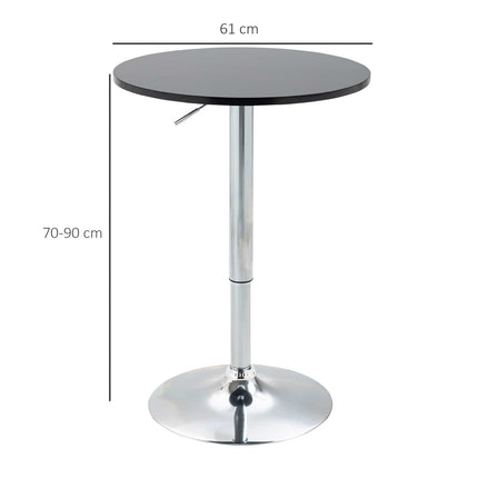 Nastavitelný kulatý barový stůl, otočná ocel, černý Ø61cm