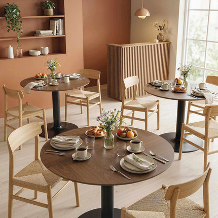 Round Dining Table, 110 cm, MDF and Steel, Seats 6