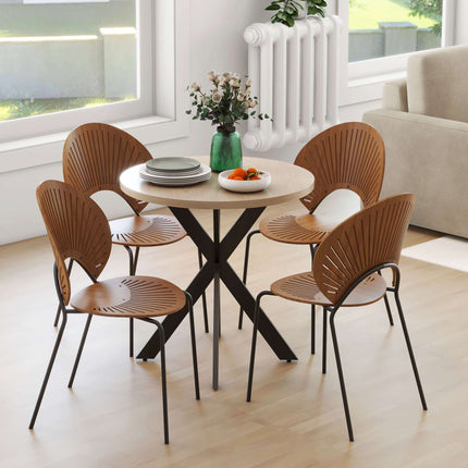 Kulatý jídelní stůl, 75 cm, pro 2-4 osoby, hnědá MDF