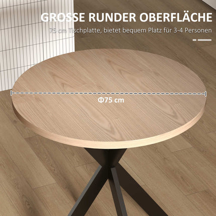 Kulatý jídelní stůl, 75 cm, pro 2-4 osoby, hnědá MDF