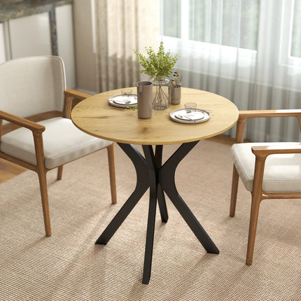 Round Dining Table, Modern Design, 78x78x75 cm, Natural Wood