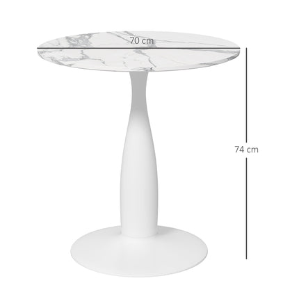 Kulatý jídelní stůl, deska z bílé MDF, ocelová podnož, Ø70 cm