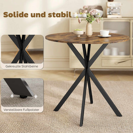 Kulatý jídelní stůl, povrch ve vzhledu dřeva, 80 cm, nastavitelné nožky
