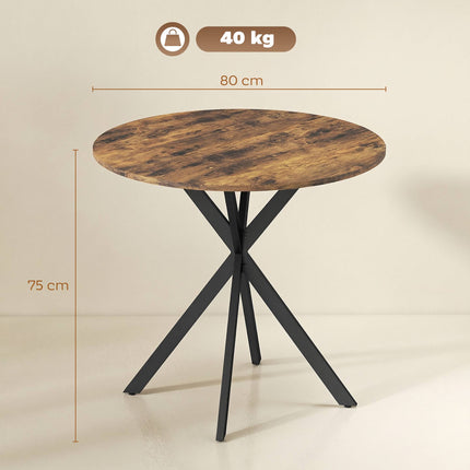 Kulatý jídelní stůl, povrch ve vzhledu dřeva, 80 cm, nastavitelné nožky