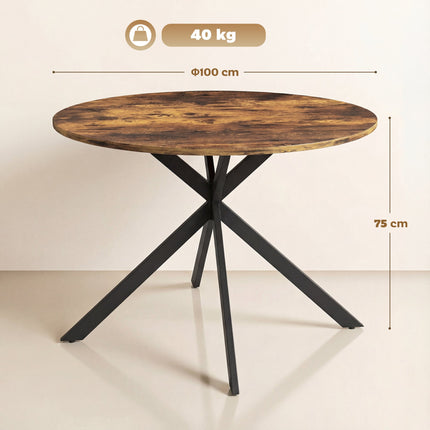 Round Dining Table, Wood-Look Surface, Seats 4, Ø100 cm