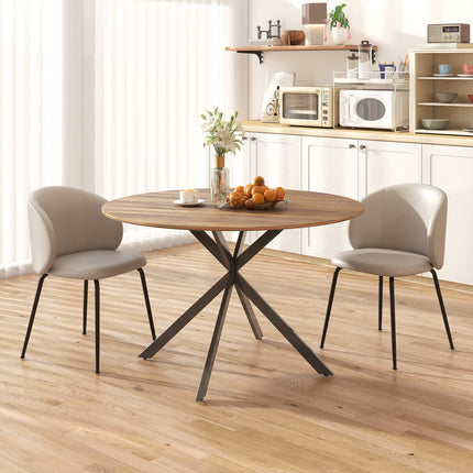Round Dining Table for 4, Industrial Style, Dark Brown