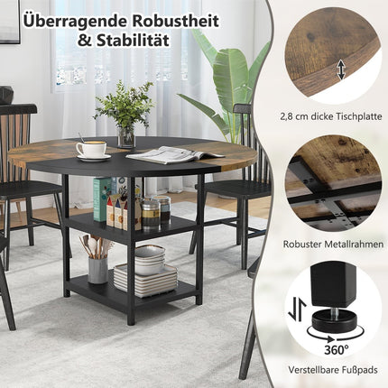 Kulatý jídelní stůl s úložným prostorem, 120 cm, kovový rám