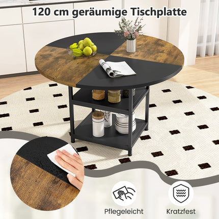 Kulatý jídelní stůl s úložným prostorem, 120 cm, kovový rám