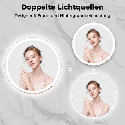 Kulaté LED koupelnové zrcadlo, nastavitelný jas, Ø80 cm