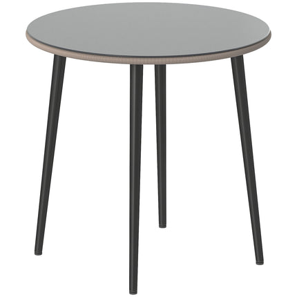 Kulatý venkovní jídelní stůl, 80 cm, sklo a ratan