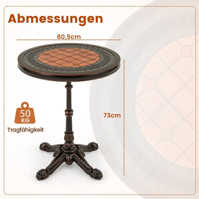 Ronde eettafel voor buiten - Gegoten aluminium, weerbestendig, 60,5 cm
