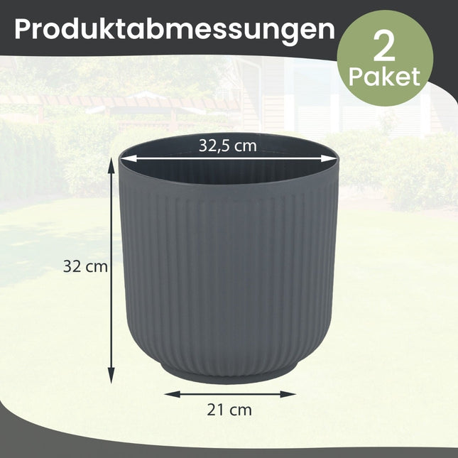 Kulaté květináče s odtokovými otvory, sada 2 ks, šedá