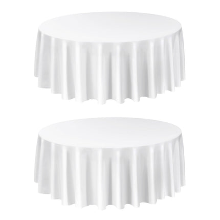 Round Polyester Tablecloths, 120 Inch, 2 Pack, White