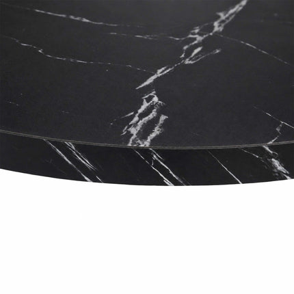 Round Side Table with 2 Marble-Look Shelves, Iron Frame – Gold, Black