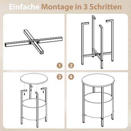Runder Beistelltisch mit herausnehmbarem Filzkorb, Ablage