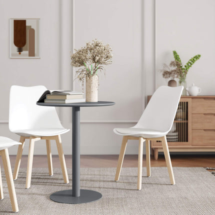Kulatý ocelový jídelní stůl pro 2 osoby – kompaktní, moderní design