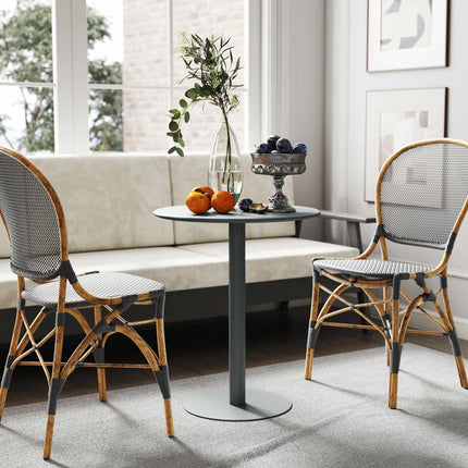 Kulatý ocelový jídelní stůl pro 2 osoby – kompaktní, moderní design