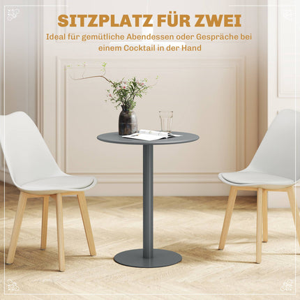 Kulatý ocelový jídelní stůl pro 2 osoby – kompaktní, moderní design