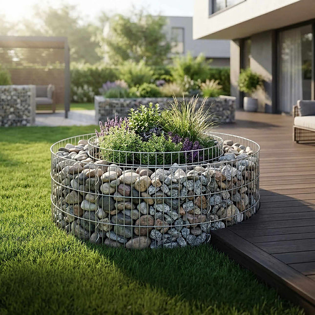 Kulatý ocelový gabion na osázení, 90x40 cm