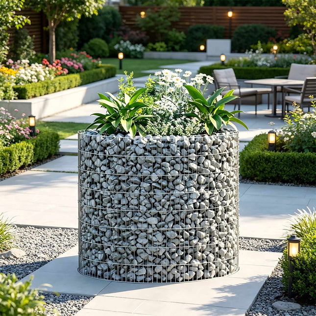 Kulatý ocelový gabion na osázení – 90 x 80 cm