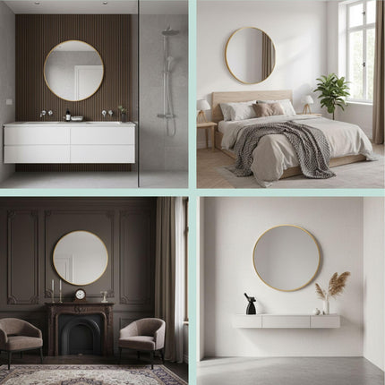 Round Wall Mirror – Metal Frame, Decorative, Versatile
