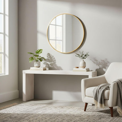Round Wall Mirror – Metal Frame, Decorative, Versatile