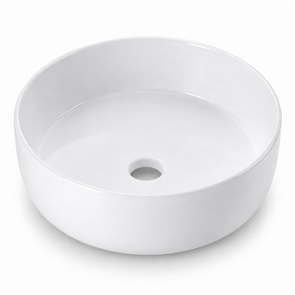 Round White Ceramic Countertop Basin, 30 x 30 cm
