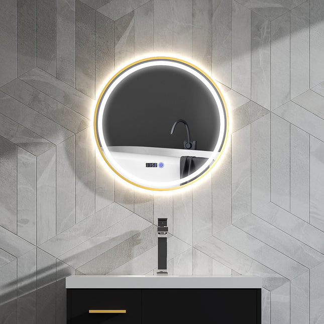 Round LED Bathroom Mirror, Fog-free, 60cm, Touch Timer