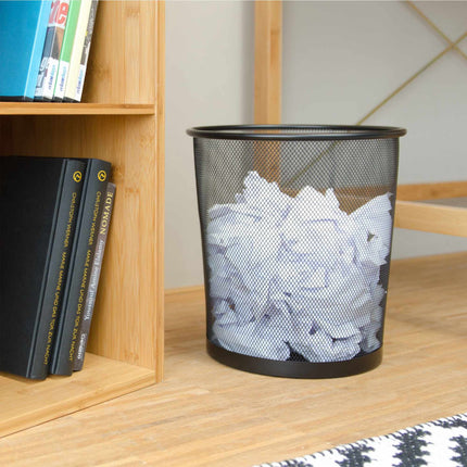 Round metal wastebasket
