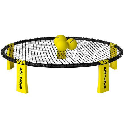 Roundnet sada herní sada s hrací sítí 3 míče přenosná taška pumpa na míče spikeball sada Ø92 x 20 cm žlutá
