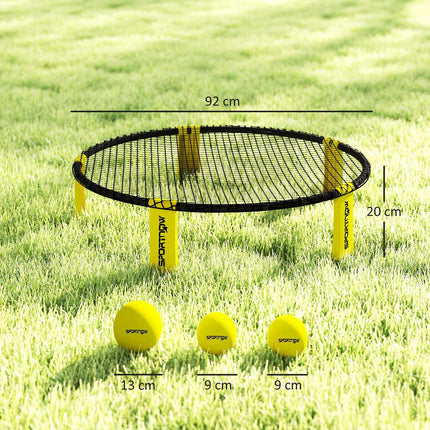 Roundnet sada herní sada s hrací sítí 3 míče přenosná taška pumpa na míče spikeball sada Ø92 x 20 cm žlutá