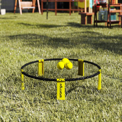 Roundnet sada herní sada s hrací sítí 3 míče přenosná taška pumpa na míče spikeball sada Ø92 x 20 cm žlutá