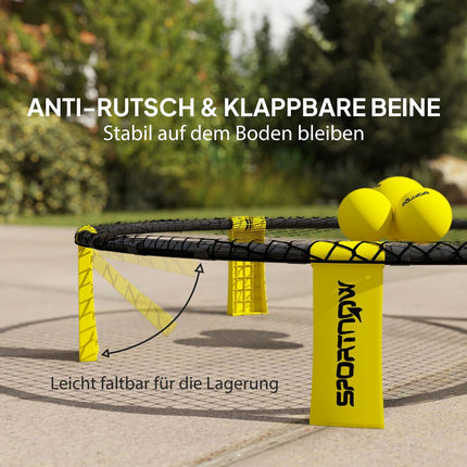 Roundnet sada herní sada s hrací sítí 3 míče přenosná taška pumpa na míče spikeball sada Ø92 x 20 cm žlutá