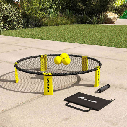 Roundnet sada herní sada s hrací sítí 3 míče přenosná taška pumpa na míče spikeball sada Ø92 x 20 cm žlutá