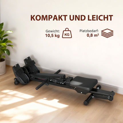 Veslovací trenažér do domácnosti, LCD monitor, nosnost 150 kg, ocel