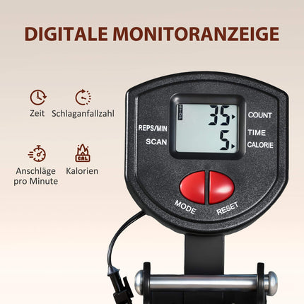 Veslovací trenažér do domácnosti, LCD monitor, nosnost 150 kg, ocel