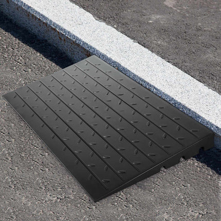 Rubber Threshold Ramp, 3 Inch Rise, 3-Channel Cable Cover; 2200 lb