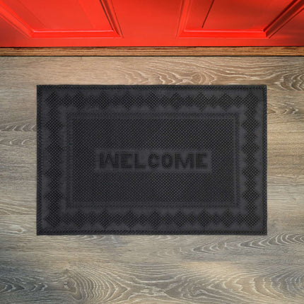 Rubber doormat with text