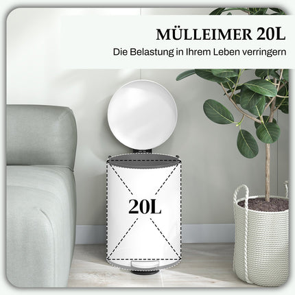 Metal pedal waste container with inner basket, 20L, 36x30x44.5 cm
