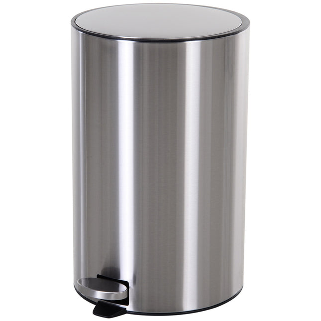 Vuilnisbak, pedaalemmer met binnenemmer, 12 L, zachtsluitend, RVS, PP, diameter 25,8 x H42 cm