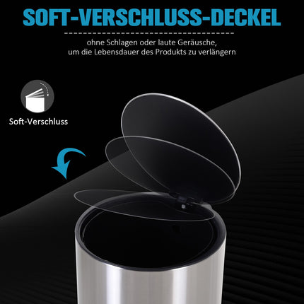 Nerezový pedálový koš 12L, soft close, vnitřní vložka