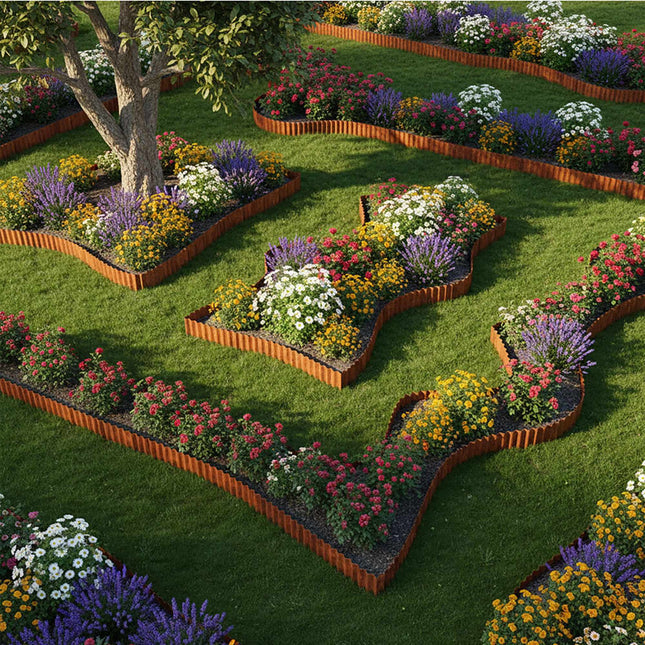 Rust Finish Metal Garden Bed Edging – Weed Barrier
