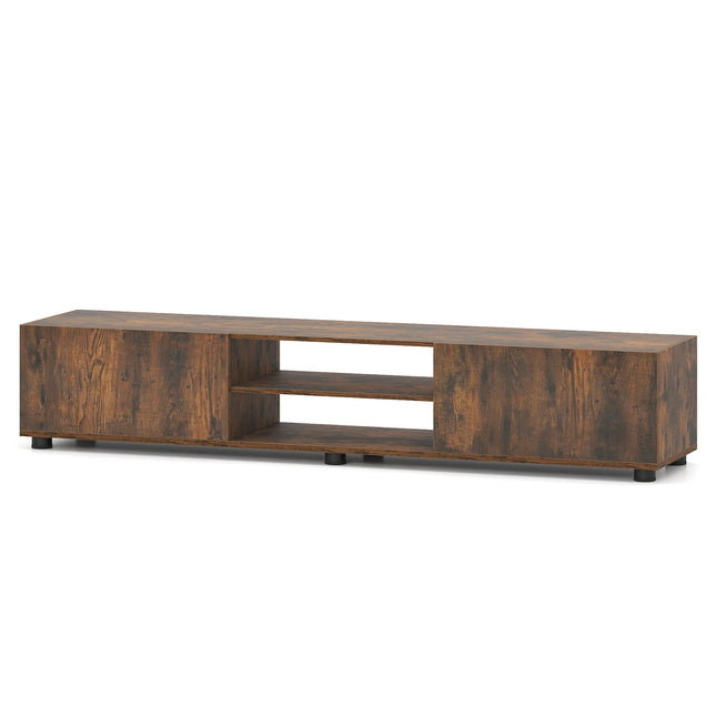 Rustic Brown TV Stand for 70" Screens with Storage Shelves