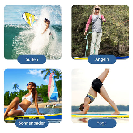 SUP nafukovací paddleboard lehký board 335 x 76 x 15 cm modrá + žlutá + bílá