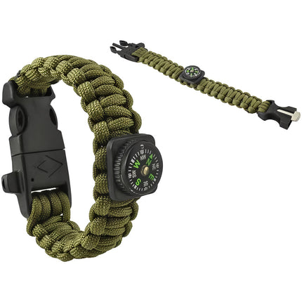 SURVIVAL náramek s příslušenstvím – zelený