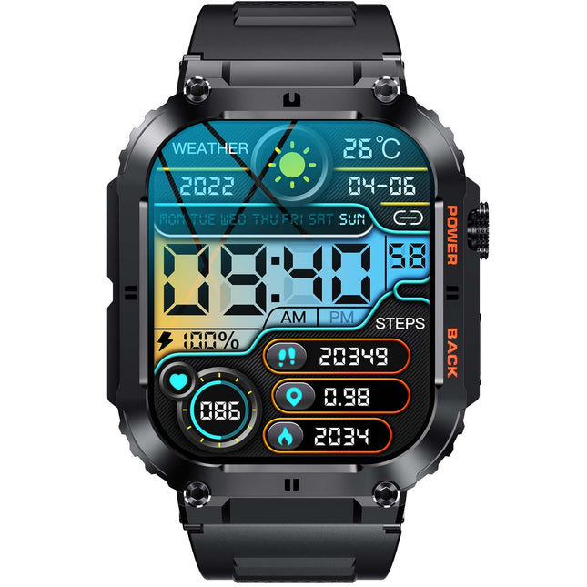 SWC-191B Bluetooth SmartWatch mit Herzfrequenz-, Blutdruck- und Blutsauerstoffsensor &amp; Anruffunktion