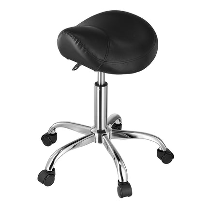 Saddle Stool With Wheels, 450 Lb, Height Adjustable, Black