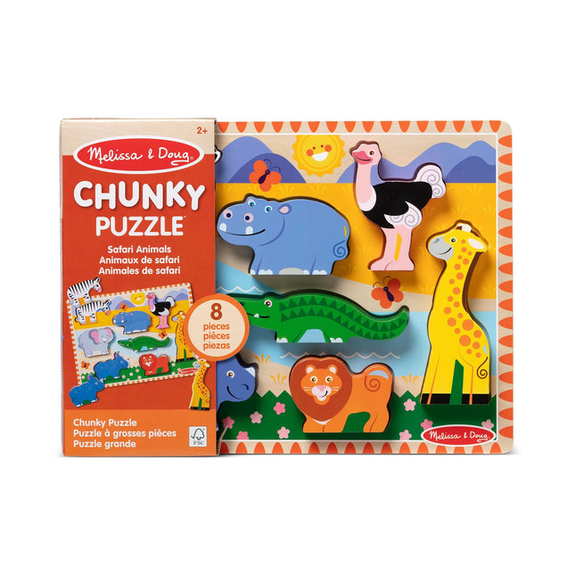 Safari Chunky Puzzle for Toddlers, Educational Play, 8 Pieces