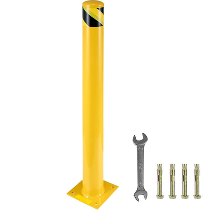 Safety Bollard, 42 in x 5.5 in Steel, Yellow, 4 Bolts
